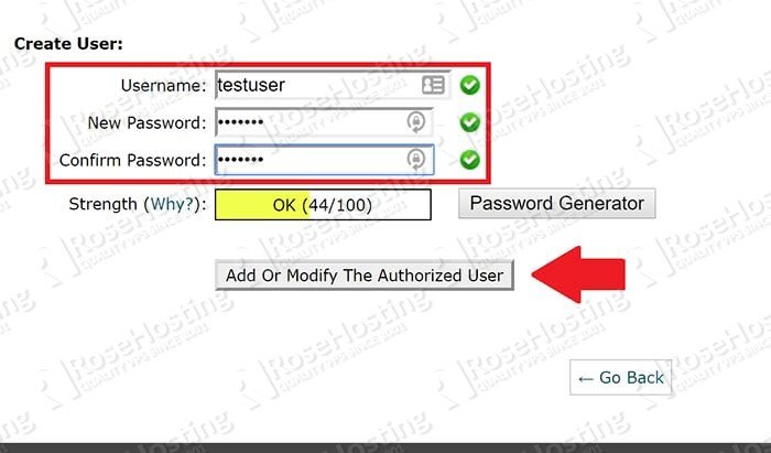 cPanel - protect a directory with password