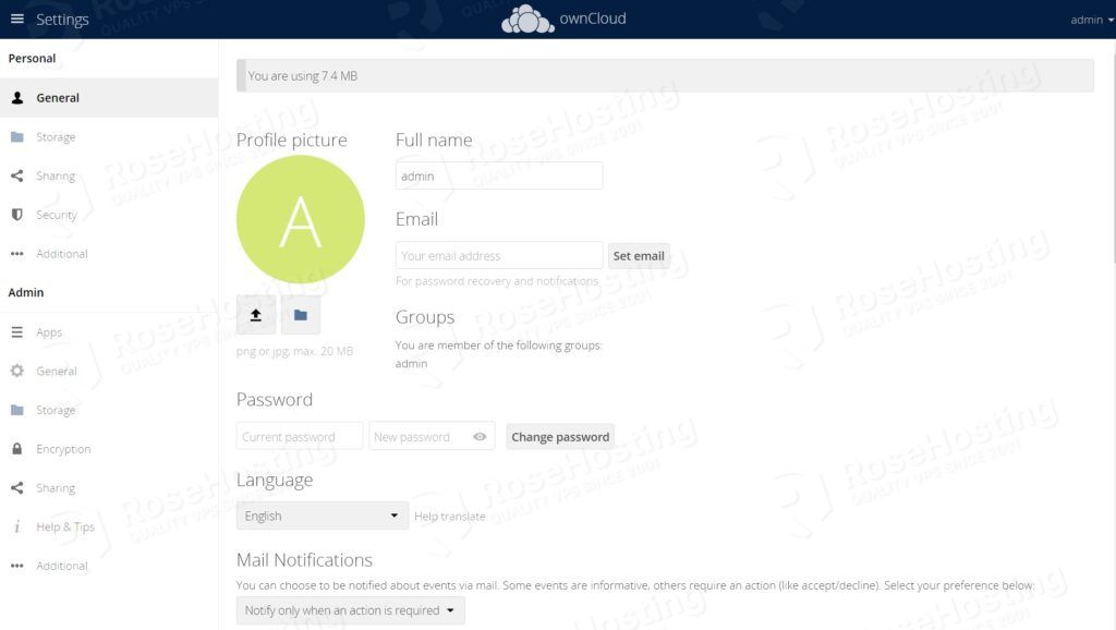 ownCloud Dashboard