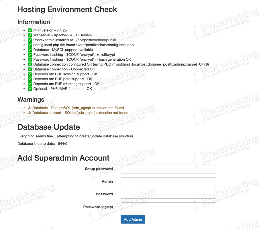 configuring a mail server with postfixadmin on debian 11