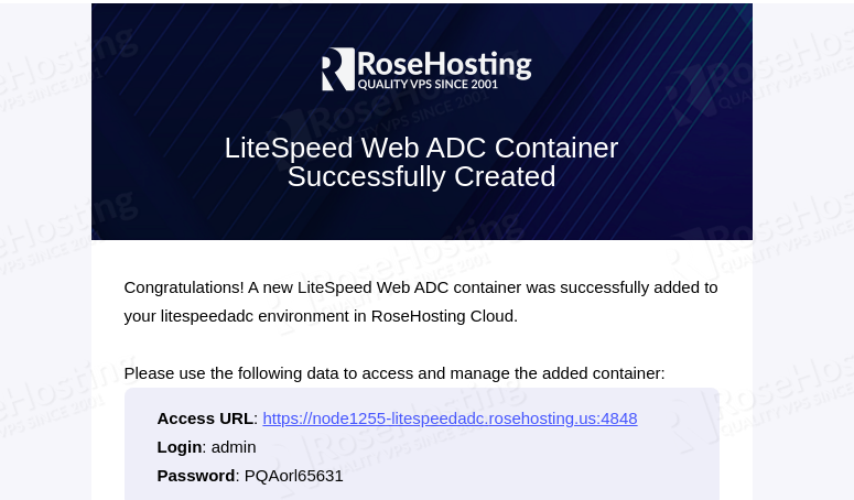 create litespeed web adc container 