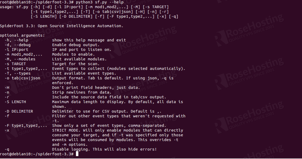 install spiderfoot security scanner on debian 10