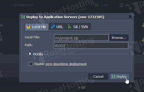 php and nginx installation on rosehosting paas