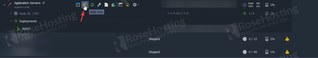 rosehosting cloud paas installation of apache and php