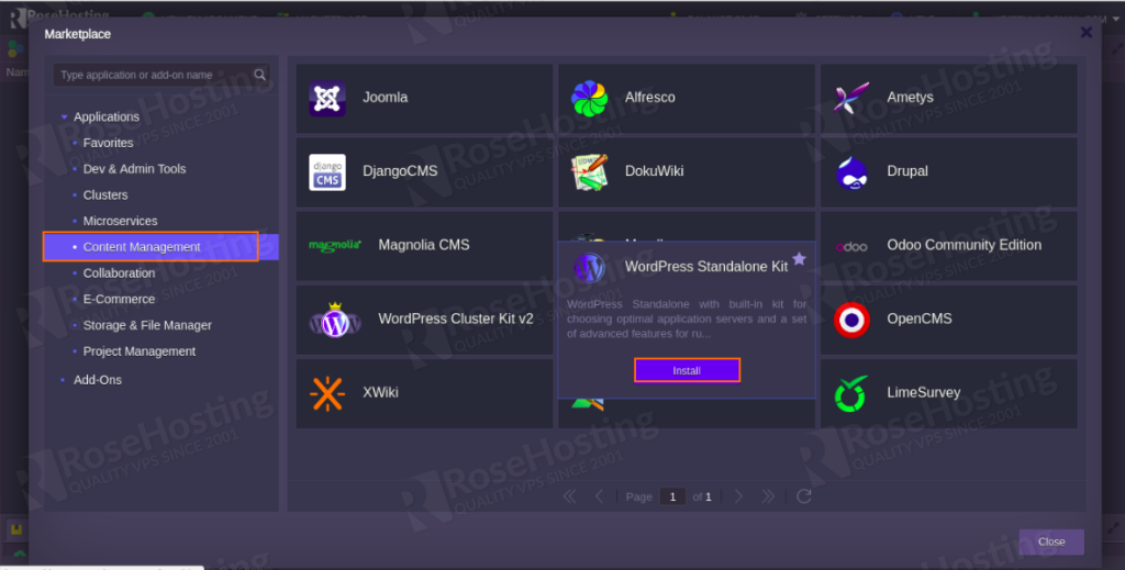 setting wordpress hosting in elastic standalone container