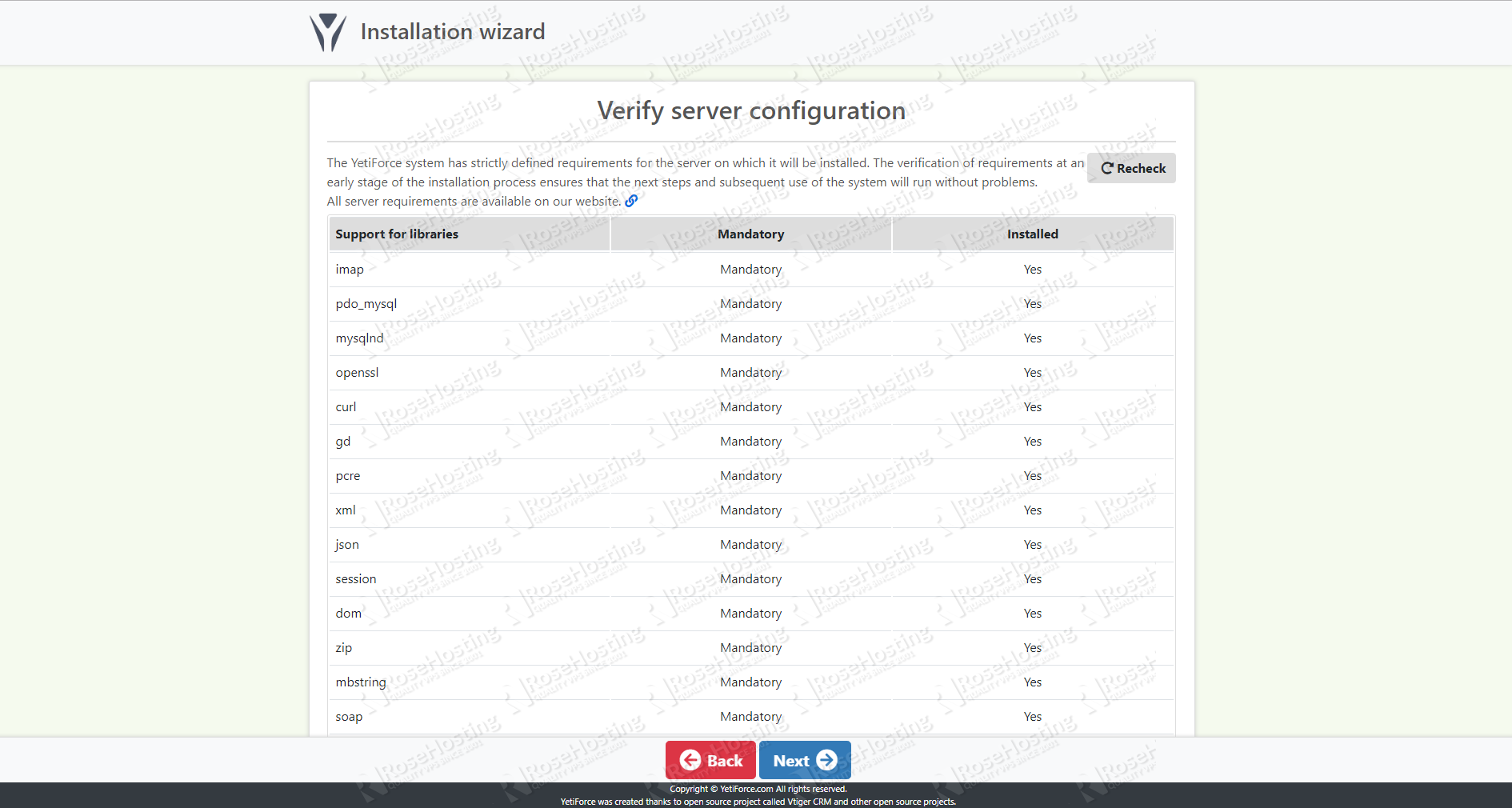 YetiForce Verify Server Configuration