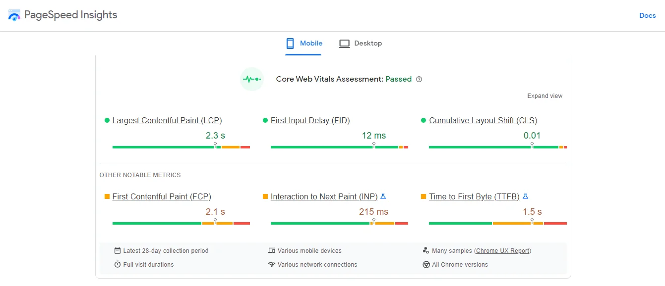 google pagespeed insights for fastest web hosting