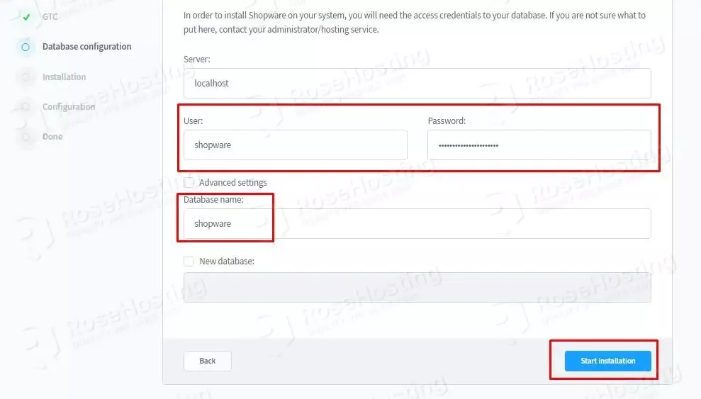 shopware database configuration